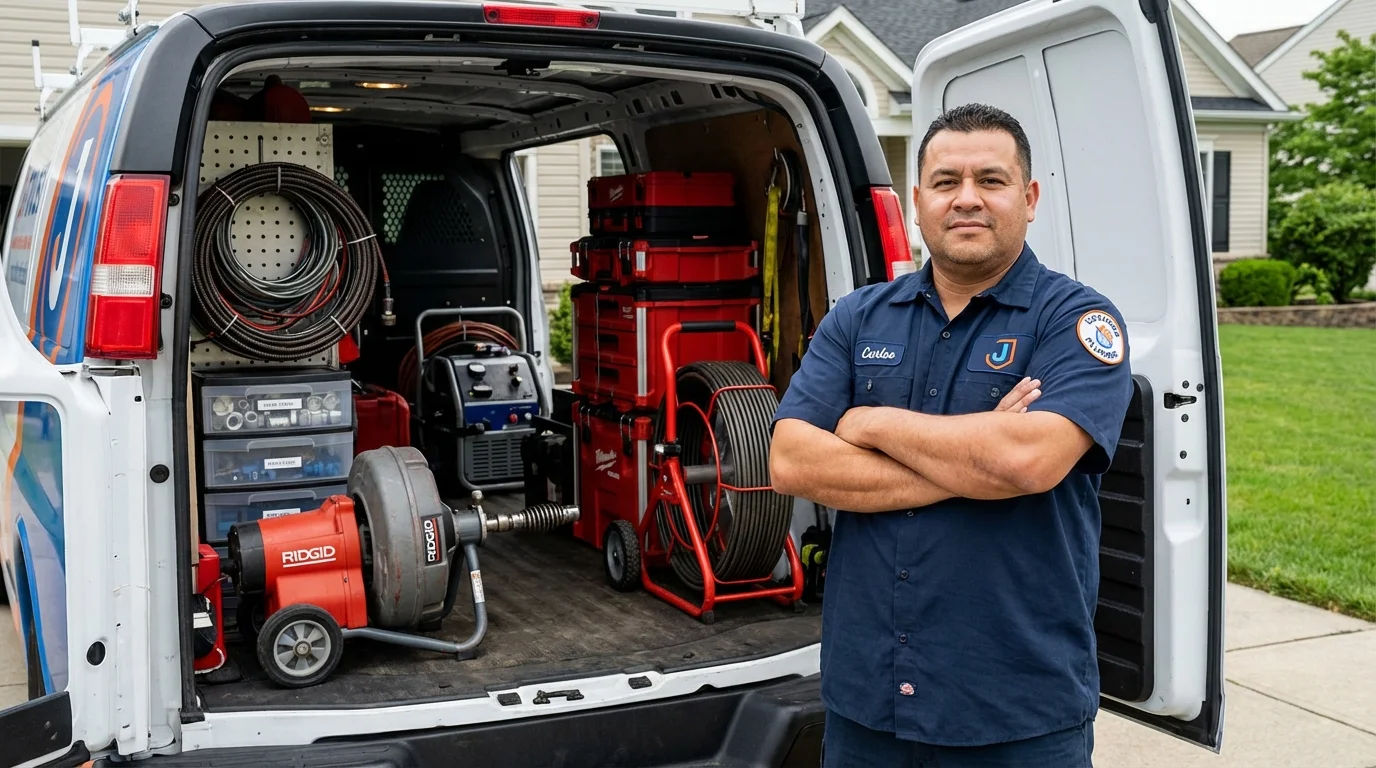 Professional drain cleaning equipment and Johns Plumbing LLC plumber in Bridgeton