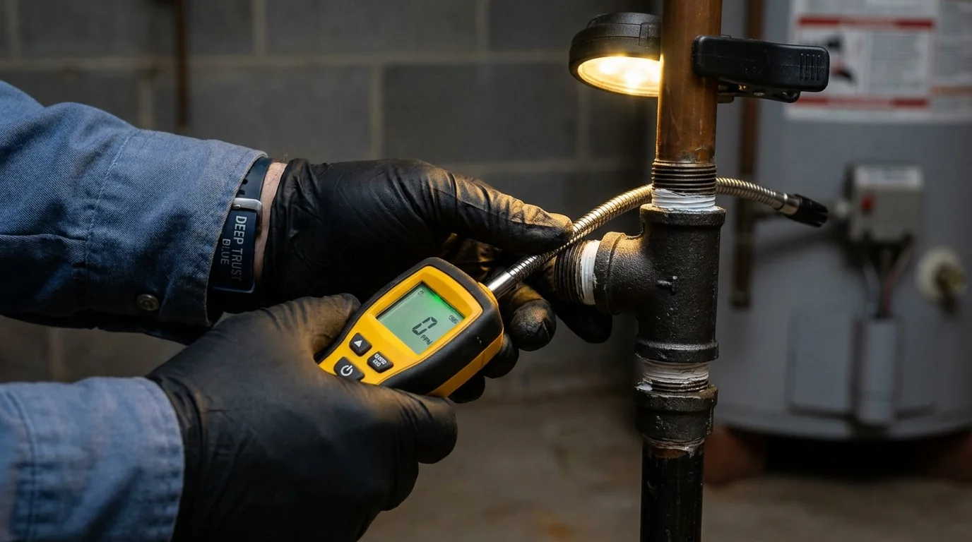Gas leak detection with electronic sniffer by Johns Plumbing LLC in Bridgeton