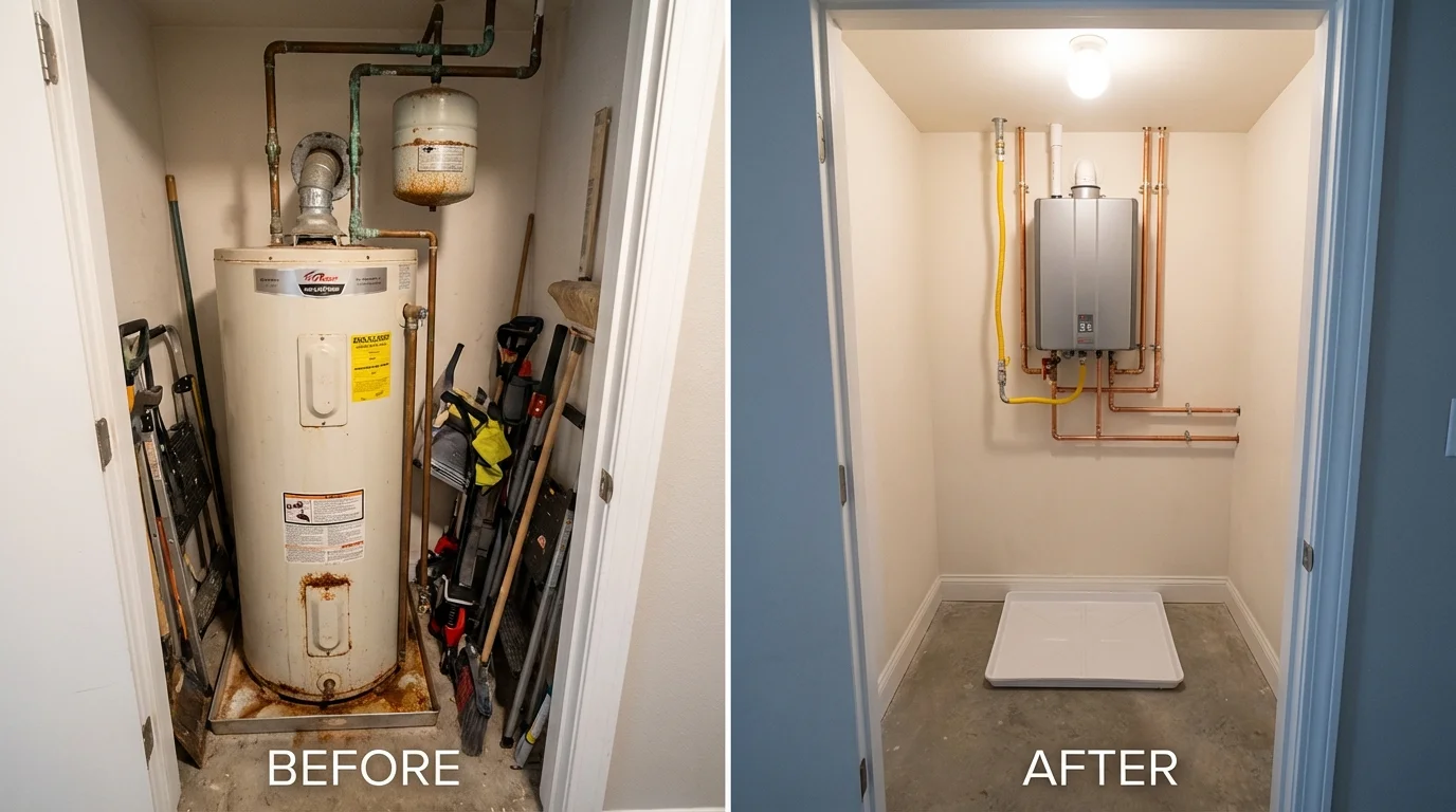 Tank water heater versus wall-mounted tankless unit comparison for Bridgeton, NJ homeowners